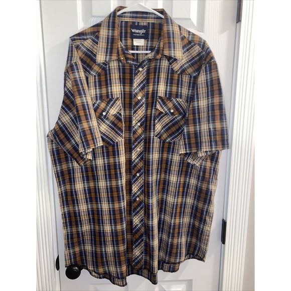 Wrangler | Shirts | Wrangler Pearl Snap Western Shirt Short Sleeve ...